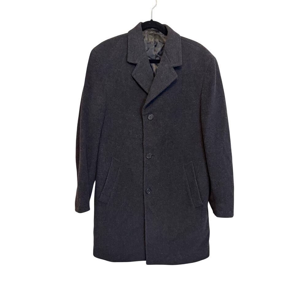 Rialto Wool Cashmere Overcoat 38R Dark Gray Italian Winter Trench Business Work